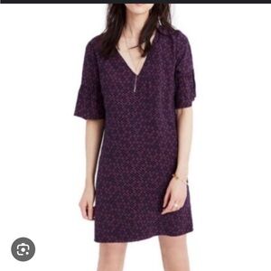 Madewell Silk Short Bell Sleeve Shift dress‎ Retro style- Size 14